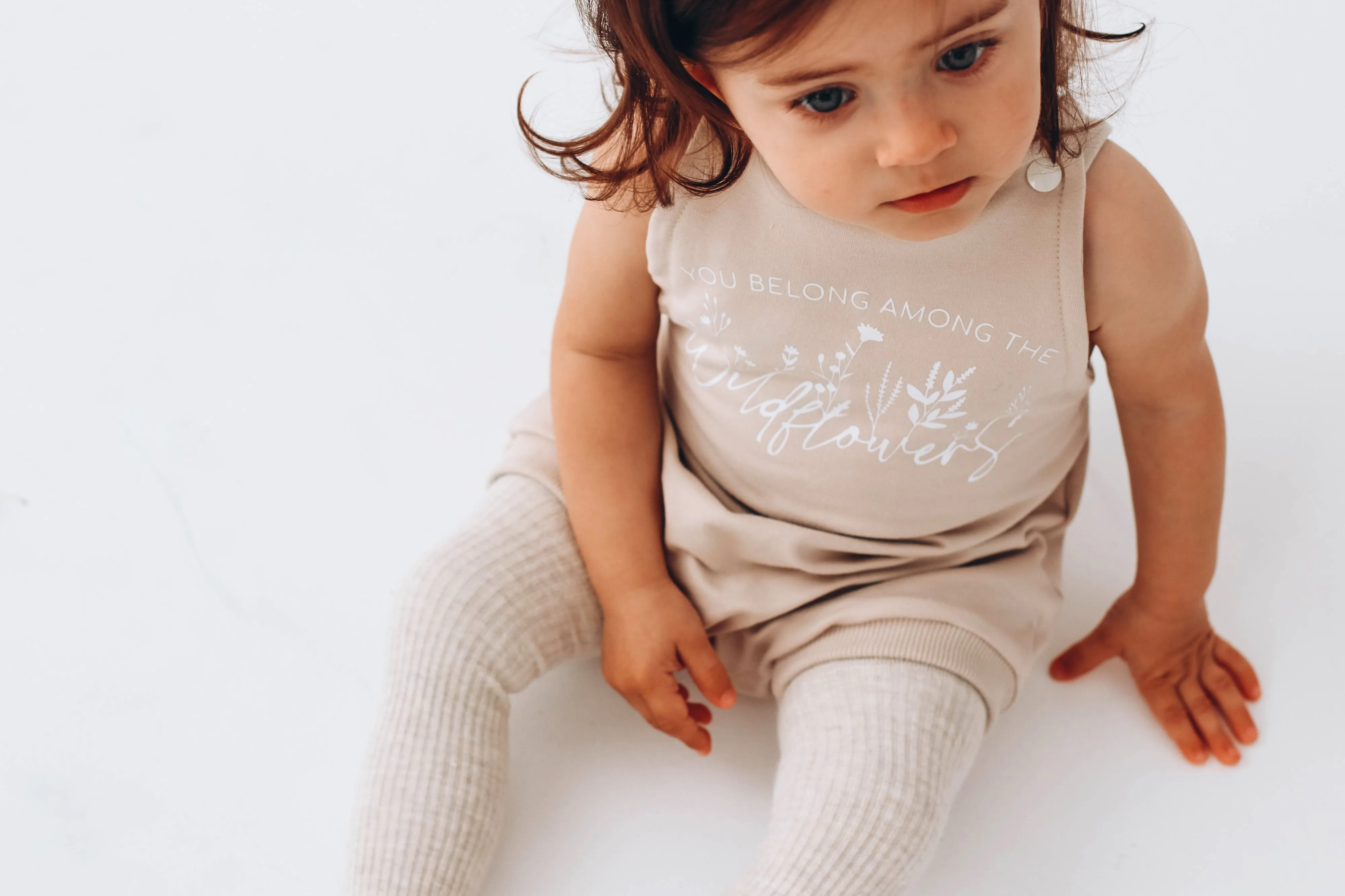 ' You belong among the wildflowers ' SEPIA  bummie romper