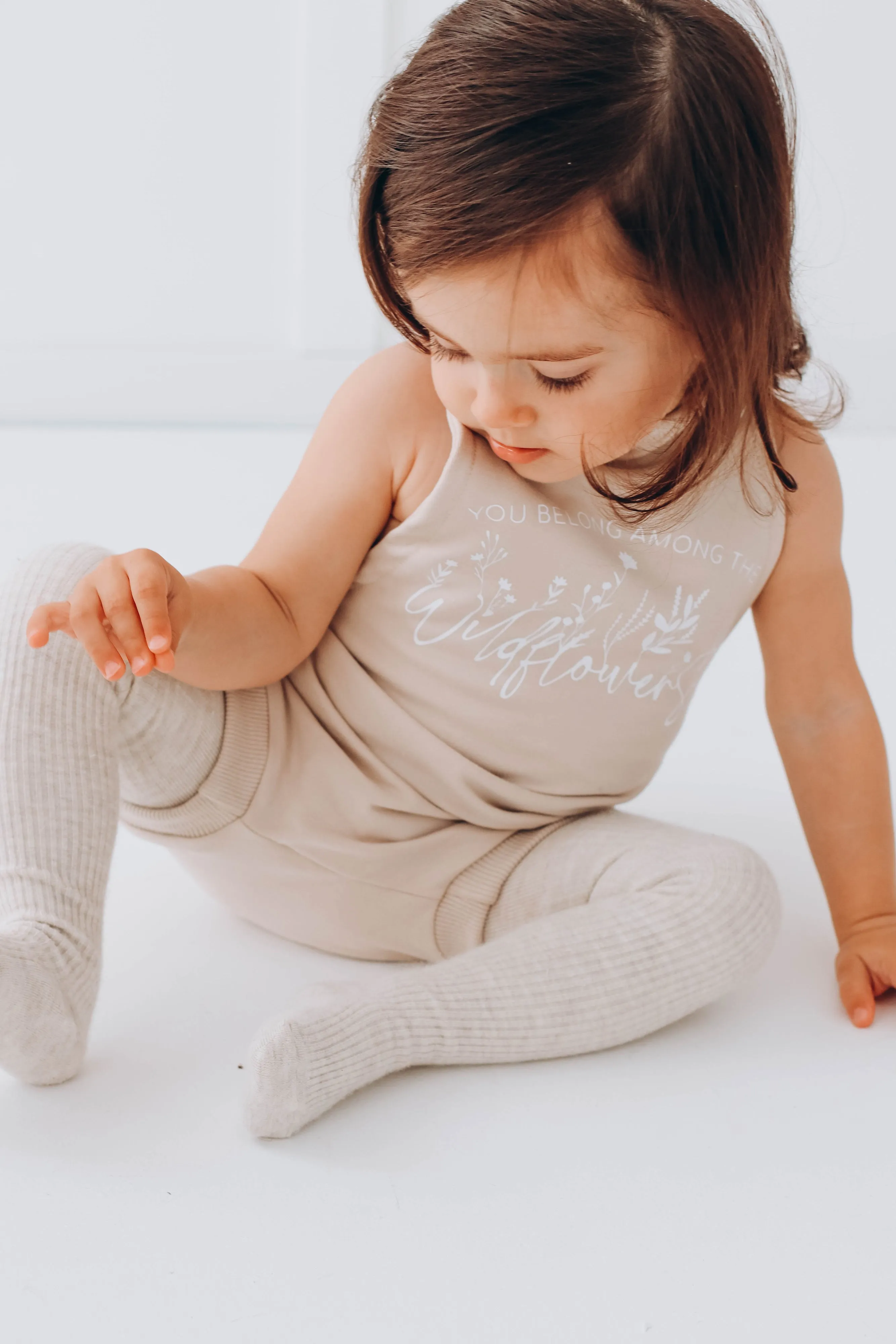 ' You belong among the wildflowers ' SEPIA  bummie romper
