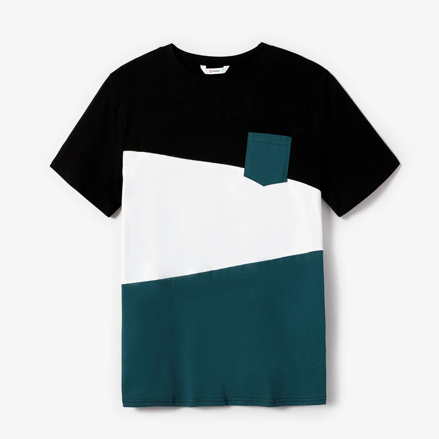 100% Cotton Family Matching Short-sleeve Belted Wrap Dresses and Color Block T-shirts Sets