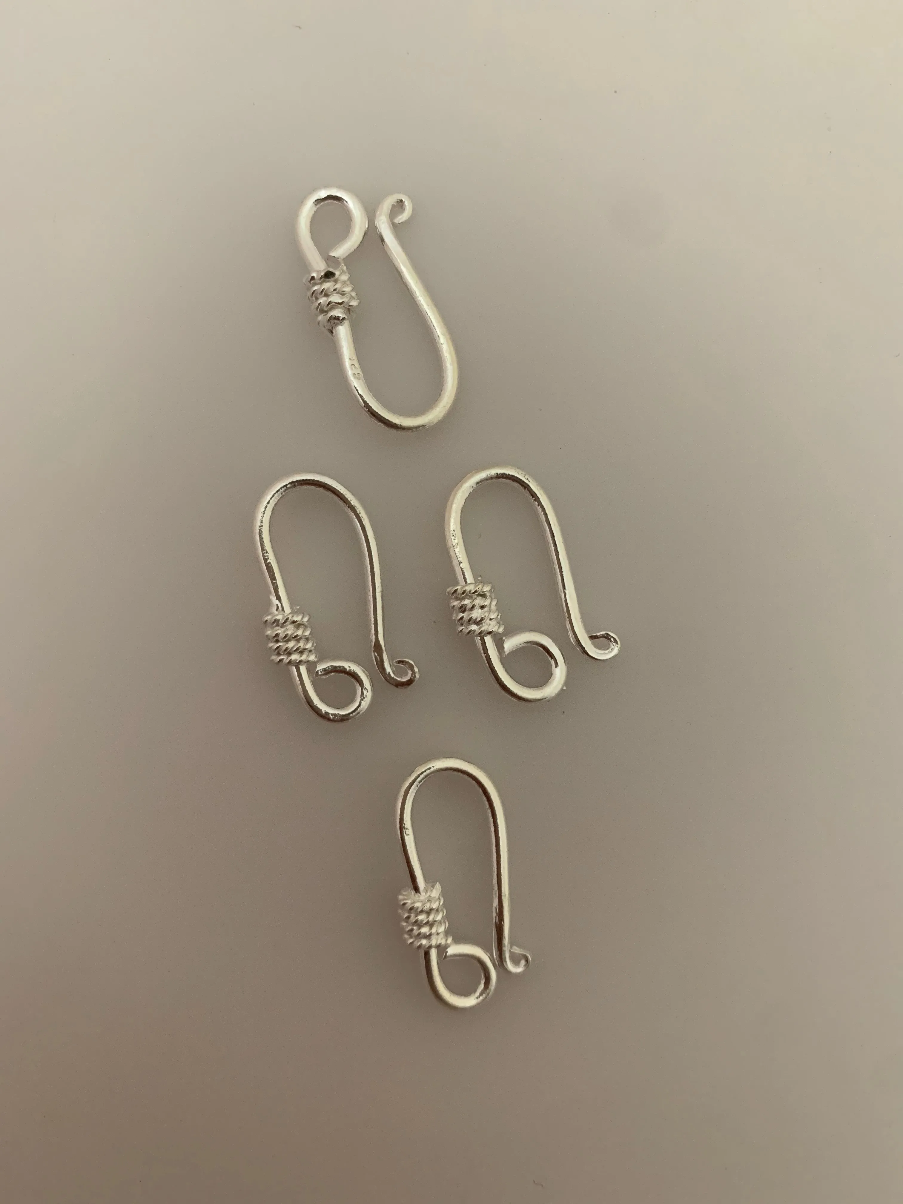 4Pcs  Sterling Silver S Hook/ Clasp Fancy Designer S Hook  Size: 9mmX22mm | H1SS