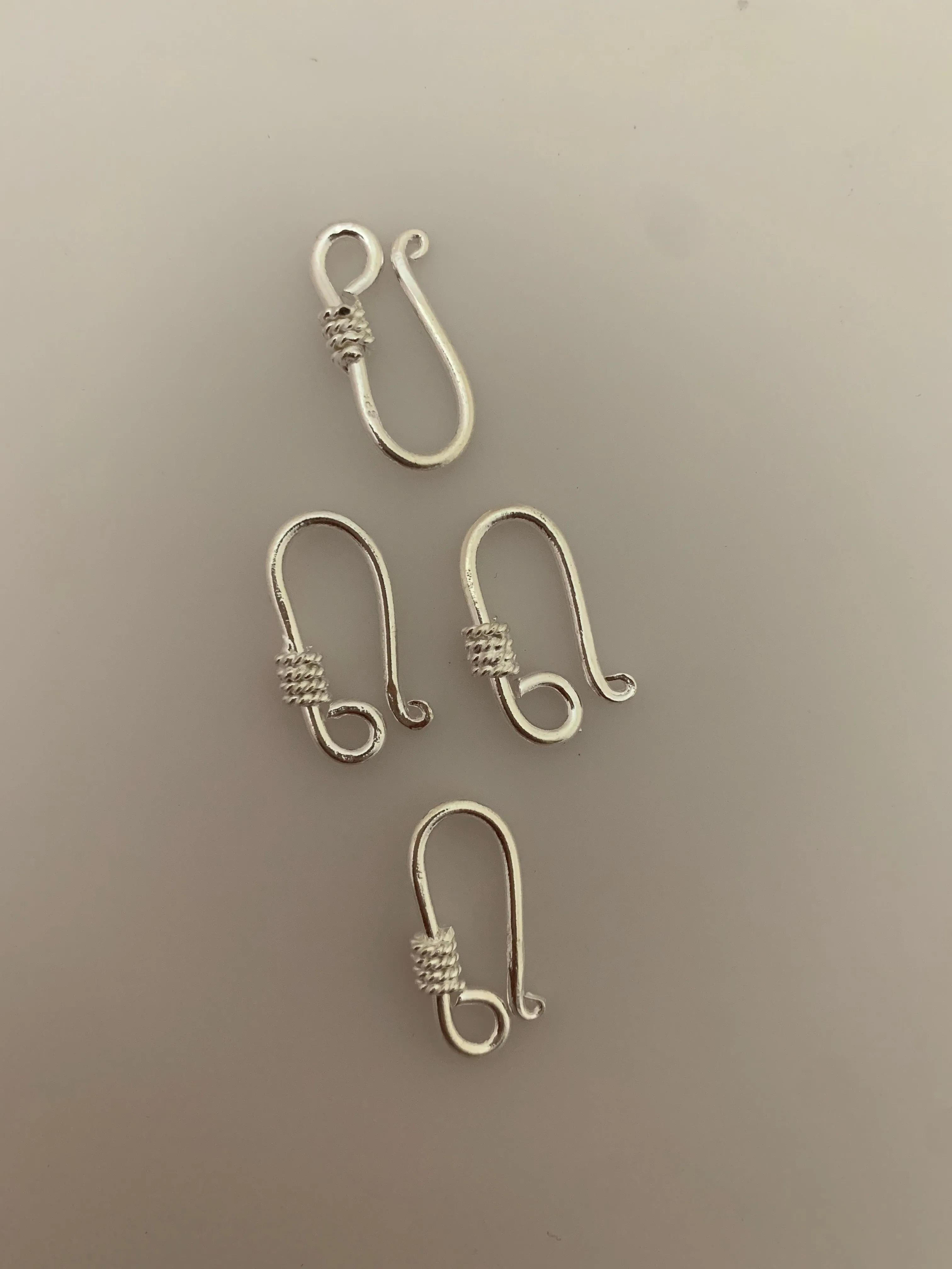 4Pcs  Sterling Silver S Hook/ Clasp Fancy Designer S Hook  Size: 9mmX22mm | H1SS