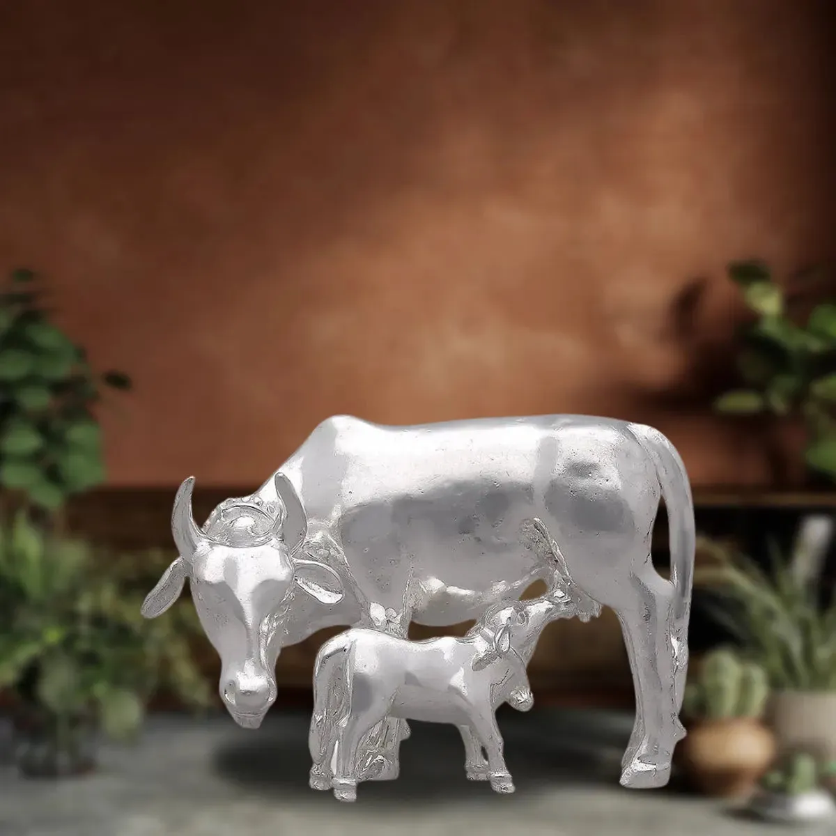 925 Silver Cow & Calf Medium Size