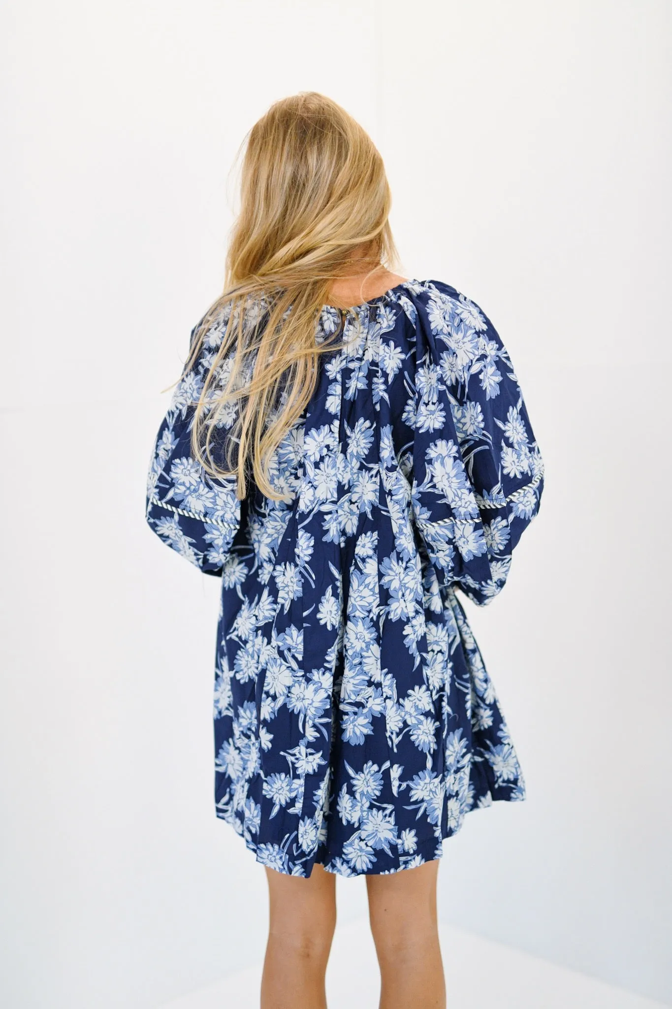 Ansleigh Floral Oversized Romper-Navy