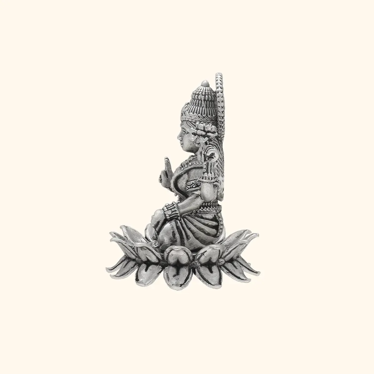 Antique 925 Silver Matte Lakshmi Idol