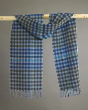 Blue Check Cashmere Scarf