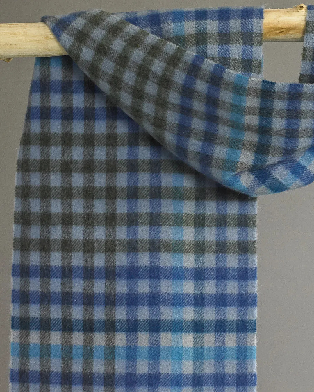 Blue Check Cashmere Scarf