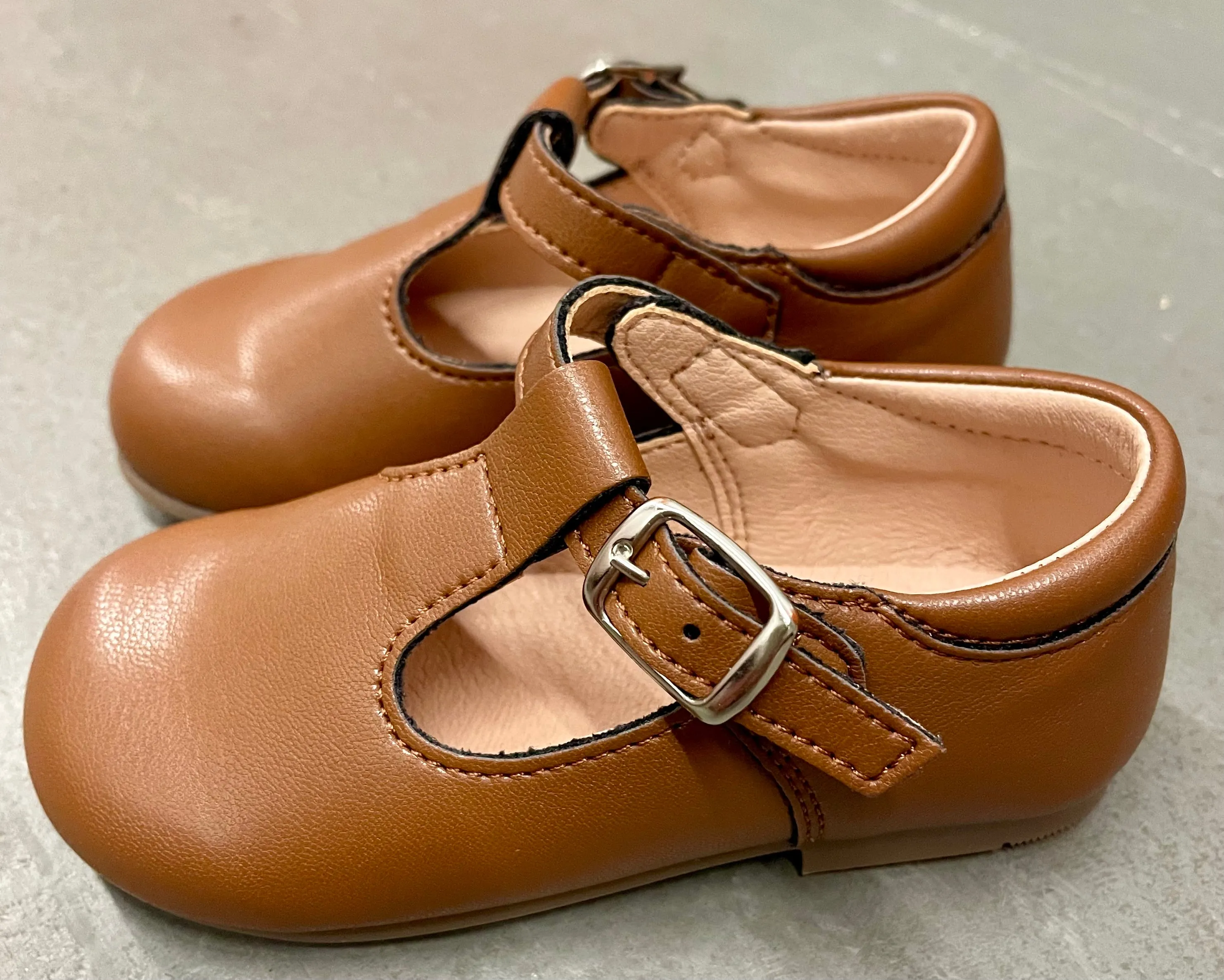 Brown Leather T-Straps