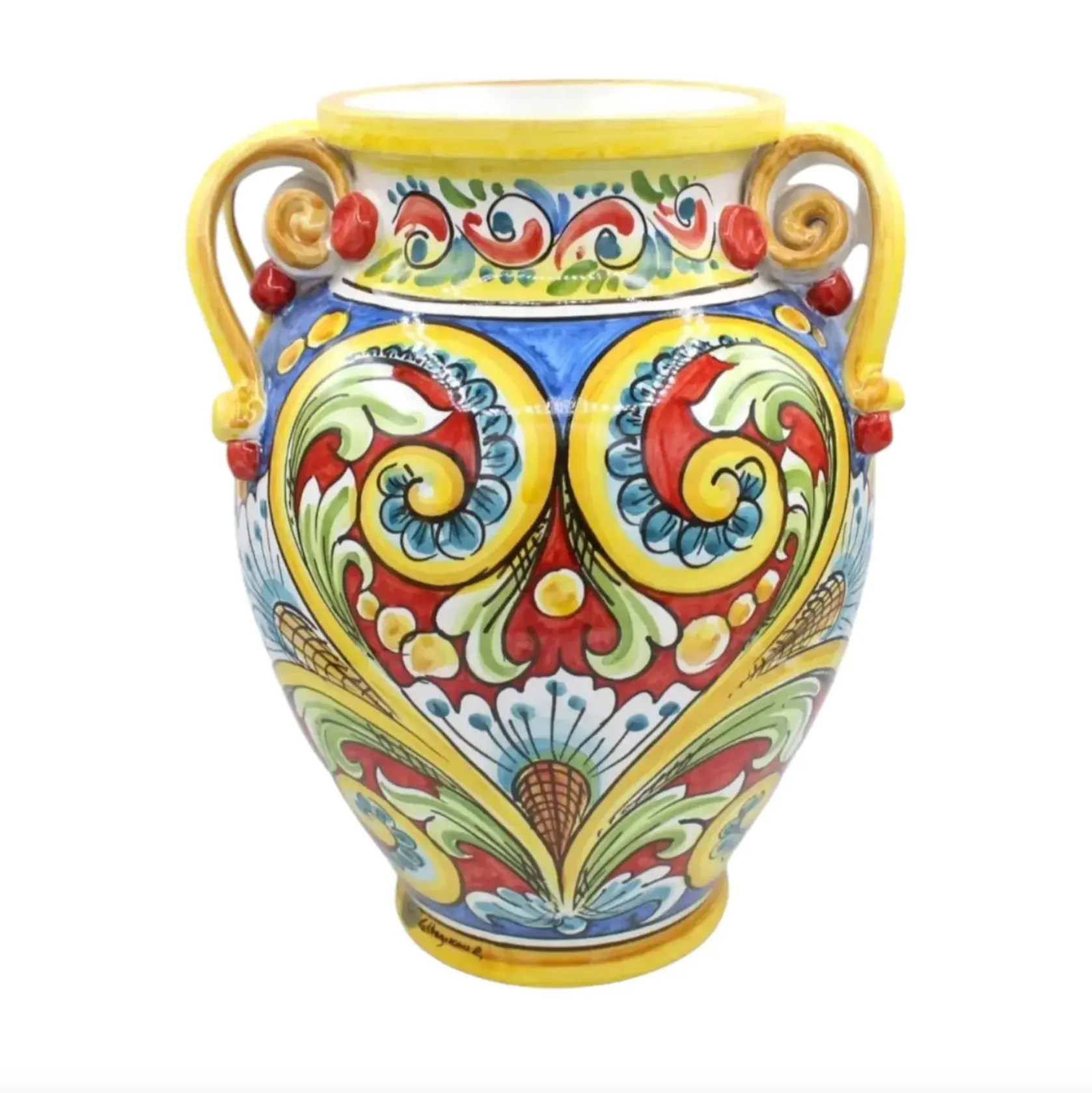 Caltagirone Vase with Four Handles