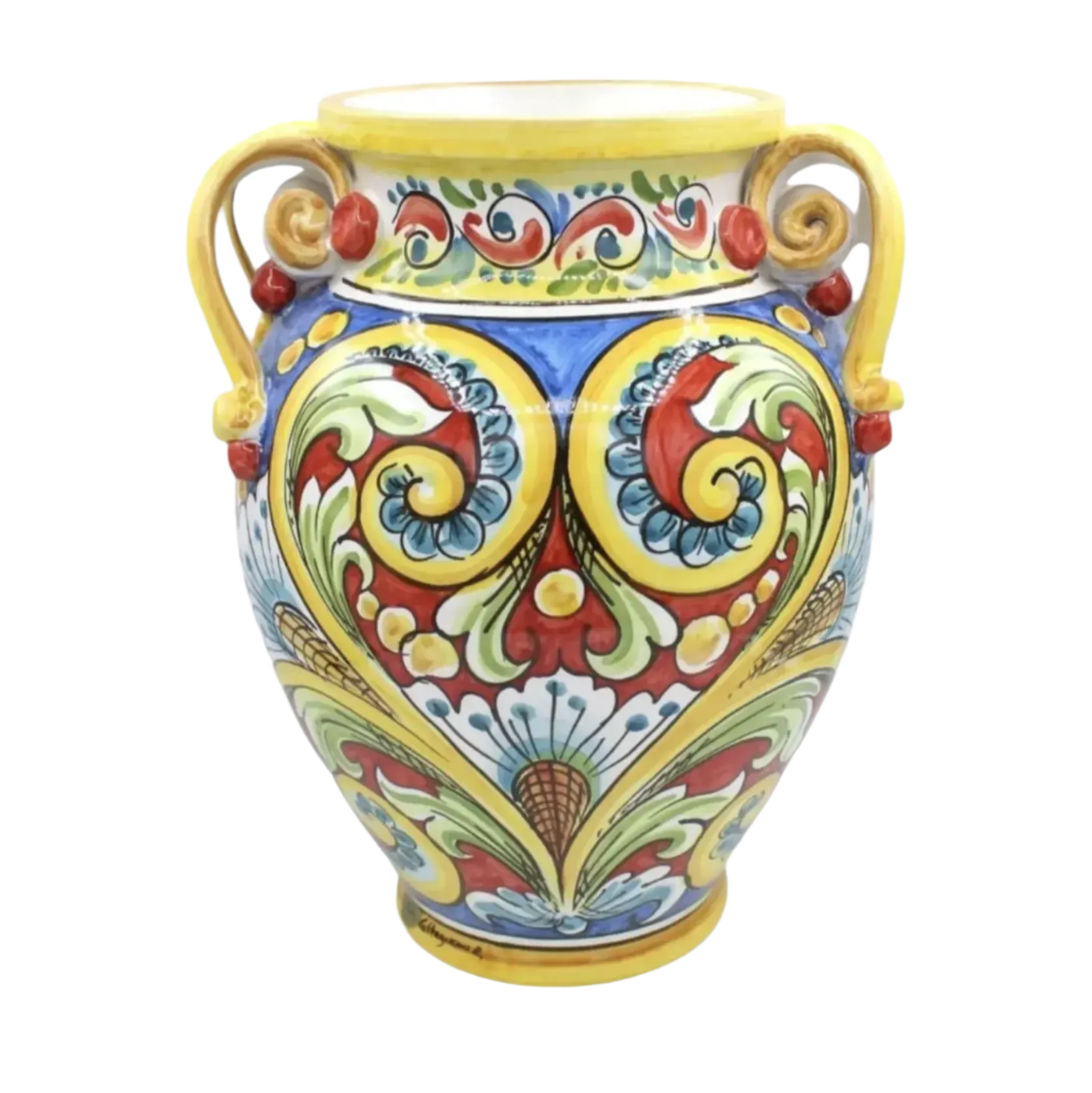 Caltagirone Vase with Four Handles