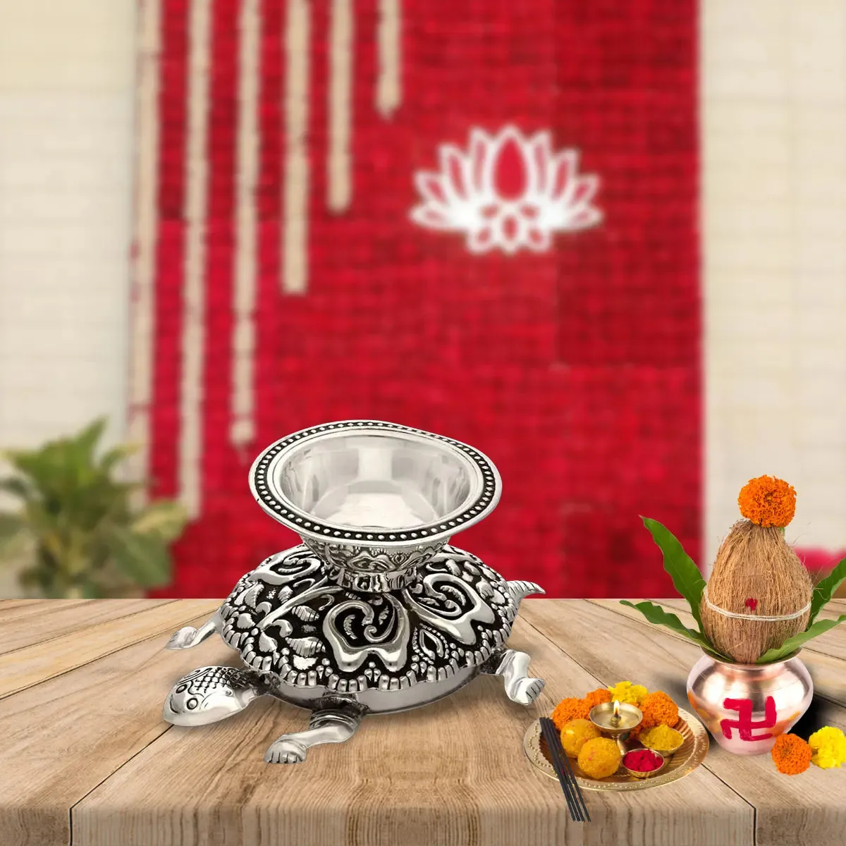 Celestial Blessings Silver Diya