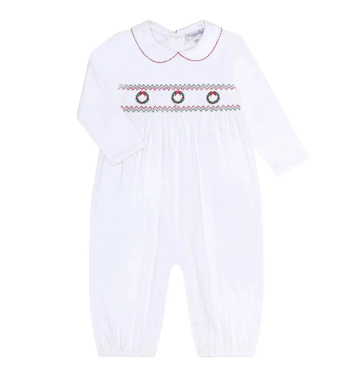 Christmas Wreath Smocked Romper