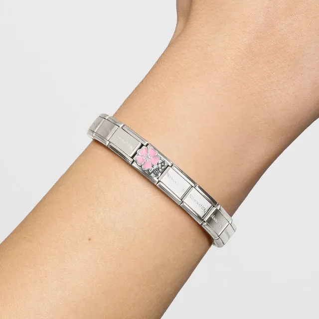 Composable Classic Pink & CZ Flowers Link - Silver - 330325/02