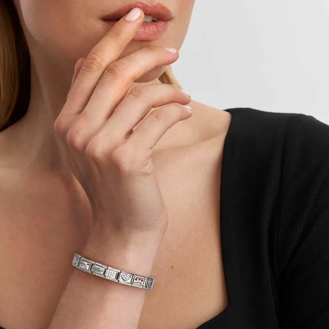 Composable Classic Pink & CZ Flowers Link - Silver - 330325/02
