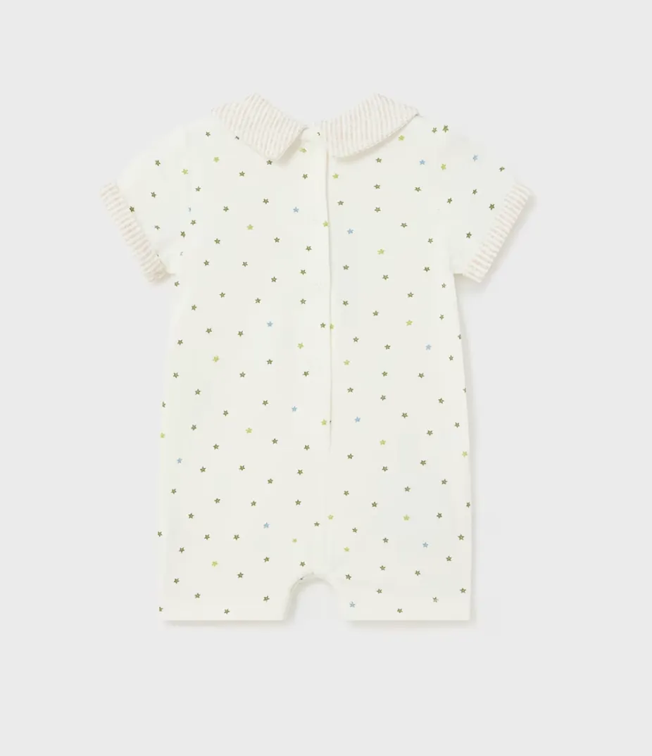 Cream Teddy Bear Collared Romper