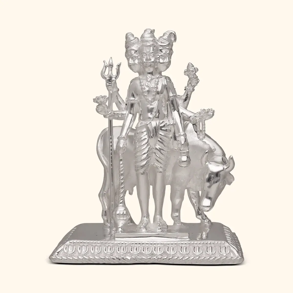Datta With Cow - 925 Silver Idol