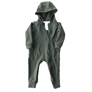 Forest Green Hooded Bamboo Zip Romper