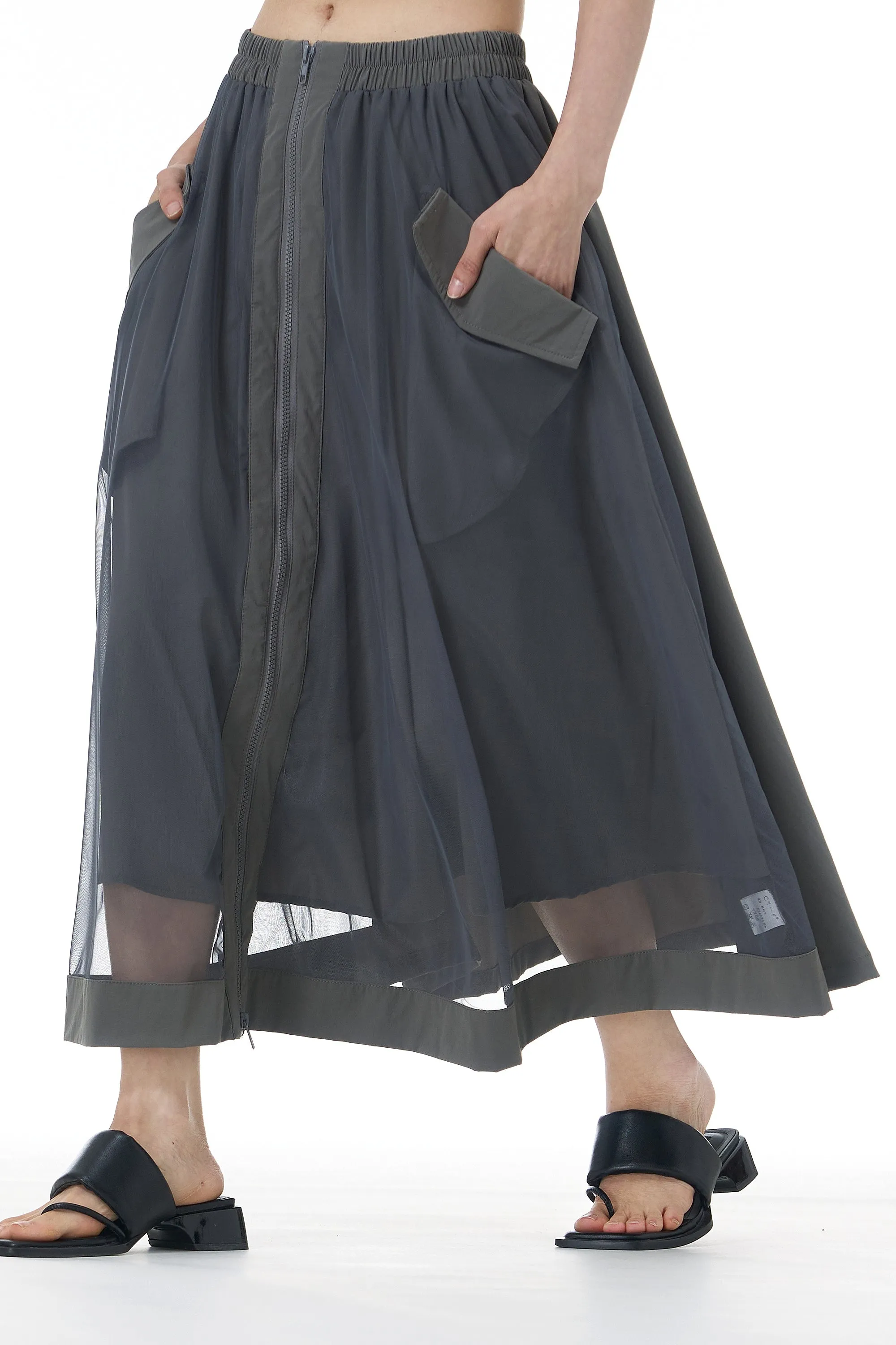 Grey Net Layered Skirt