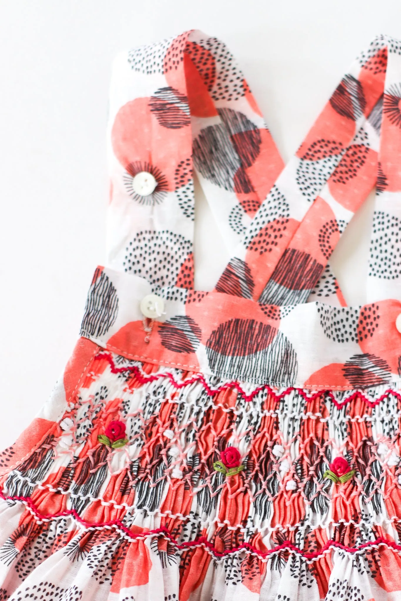 Hand-Smocked Romper, Sherbert