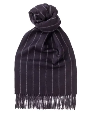 Joshua Ellis - Chalk Stripe Scarf Navy