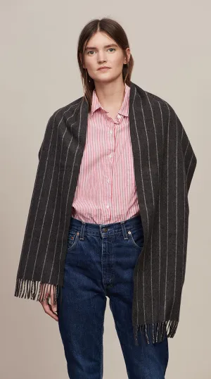 Joshua Ellis - Chalk Stripe Scarf Steel