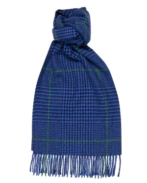 Joshua Ellis Classic Prince of Wales Check 100% Cashmere  Scarf Blue x Jade