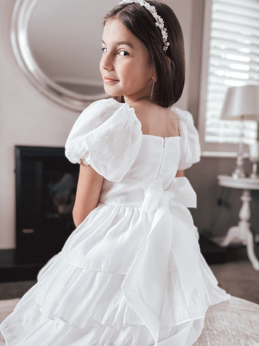 Josie Layered White Girls Dress