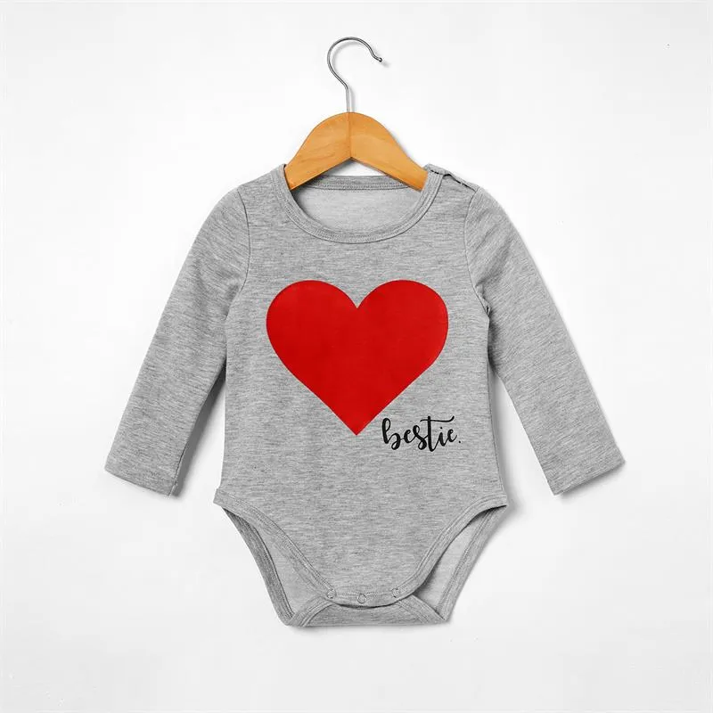Matching Family Outfits Mommy and Me Long Sleeve Bestie Heart Hoodies Dress
