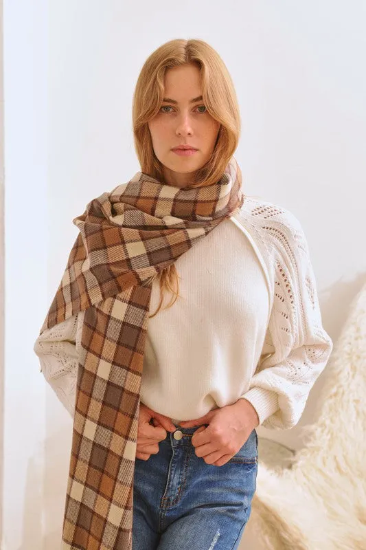 Multi Colored Checkered Pattern Scarf
