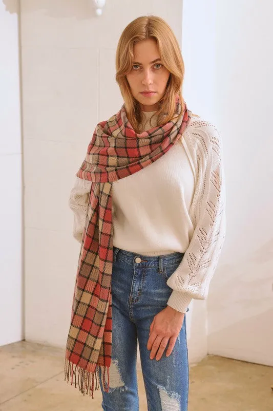 Multi Colored Checkered Pattern Scarf
