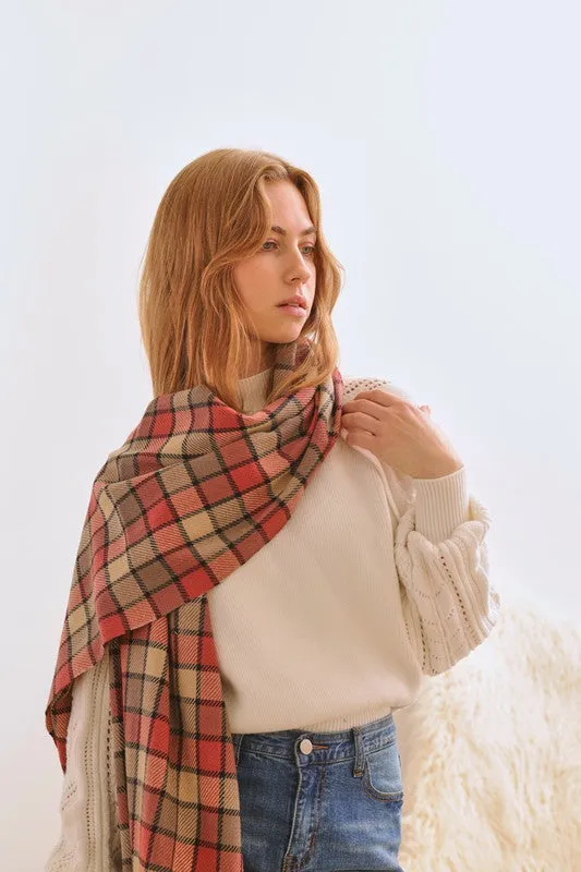 Multi Colored Checkered Pattern Scarf