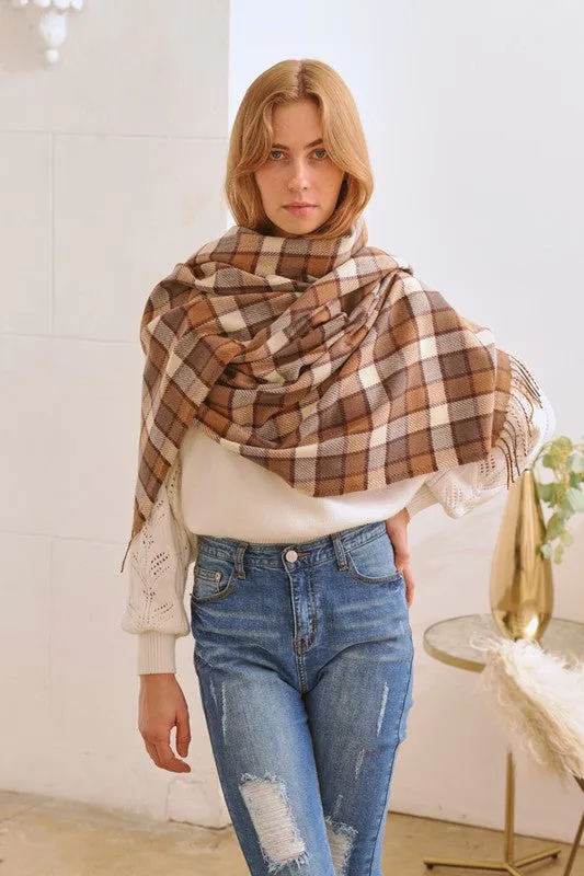 Multi Colored Checkered Pattern Scarf