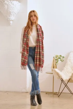 Multi Colored Checkered Pattern Scarf