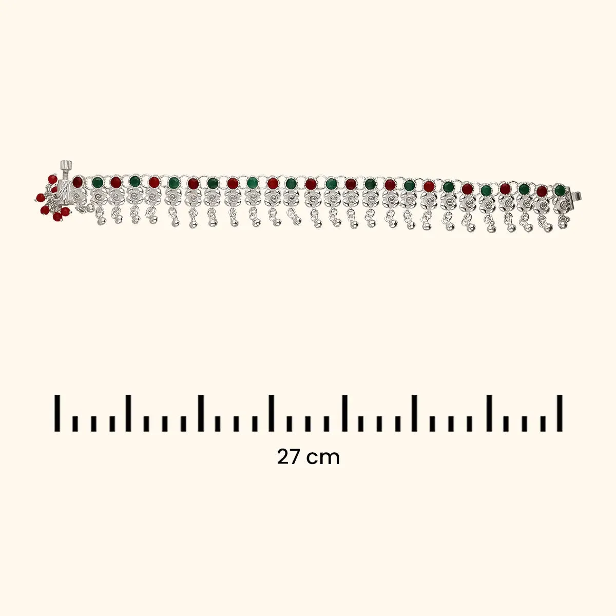 Multicolor Bridal Silver Payal