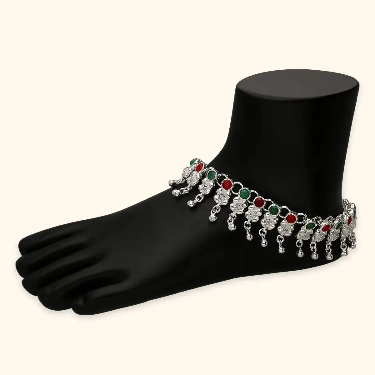 Multicolor Bridal Silver Payal
