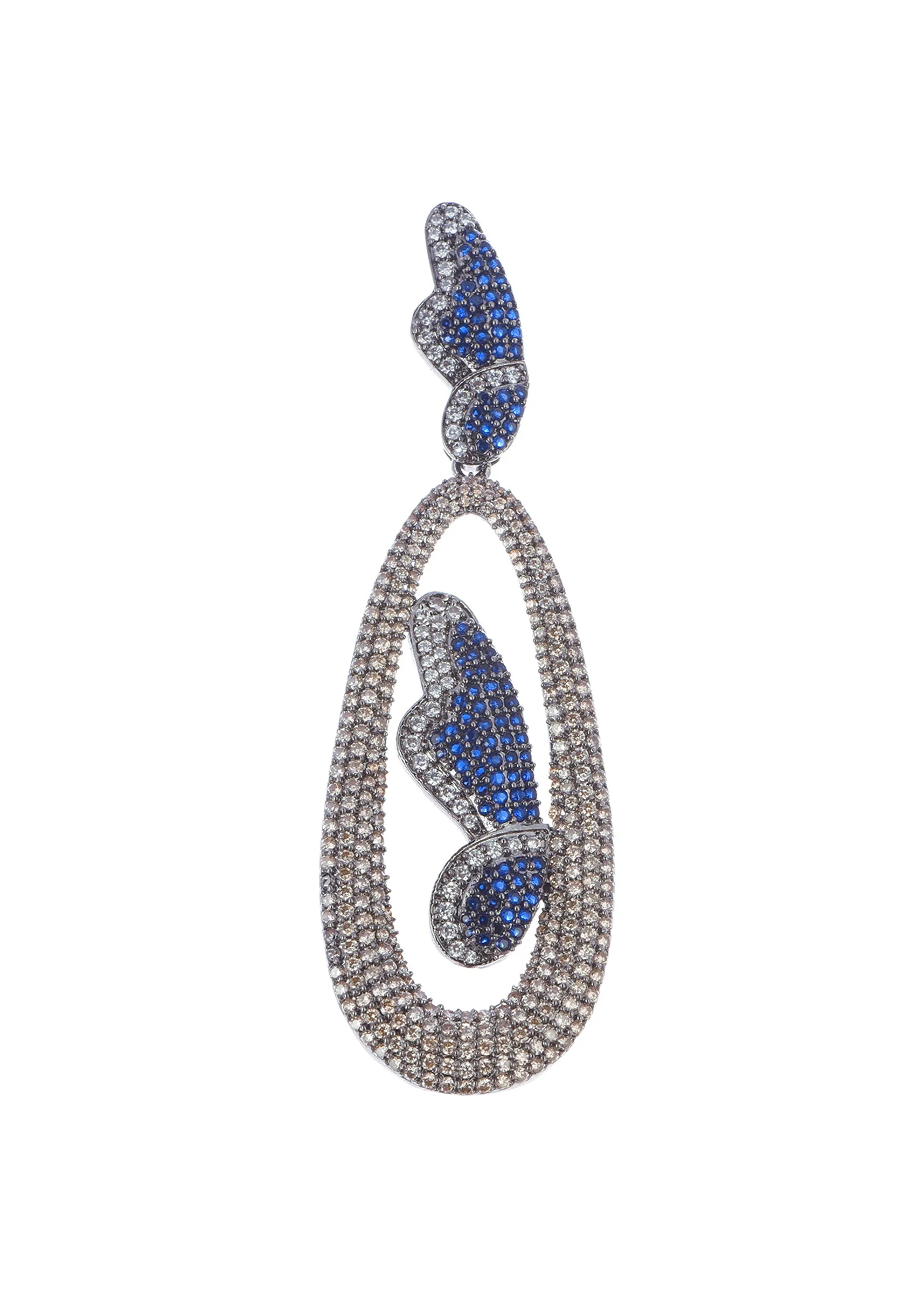 Multicolour Black Toned Diamond Dangler Earrings In Mix Metal
