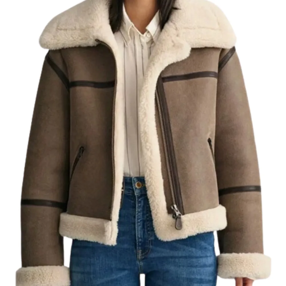 RW Authentic Sheepskin Taylor Swift Brown Shearling Jacket