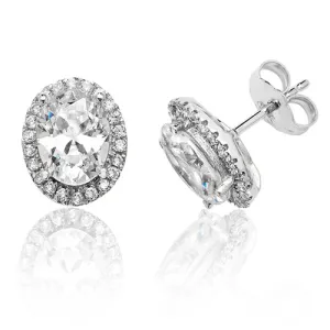 Silver & Co London Oval Cubic Zirconium Cluster Earrings