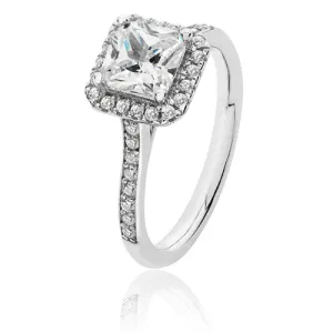 Silver & Co London Sterling Silver Square Cluster Cubic Zirconium Ring
