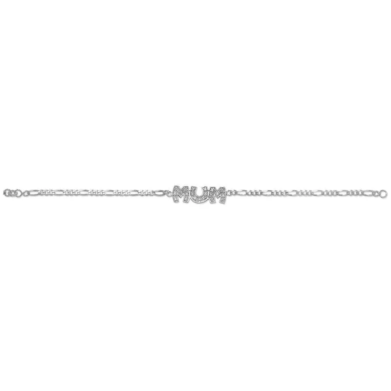 Silver CZ Mum Bracelet