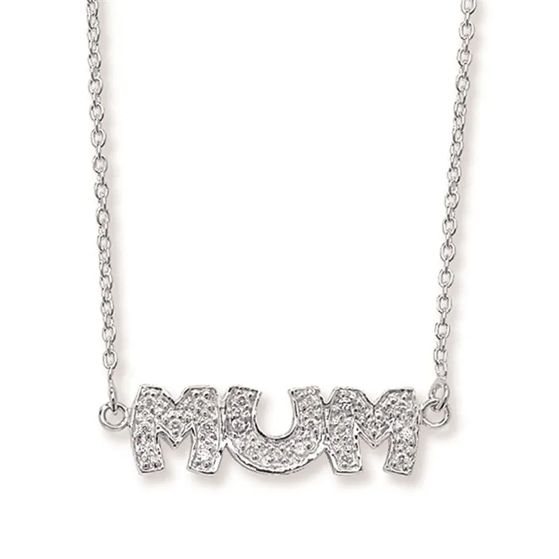 Silver CZ Mum Necklace