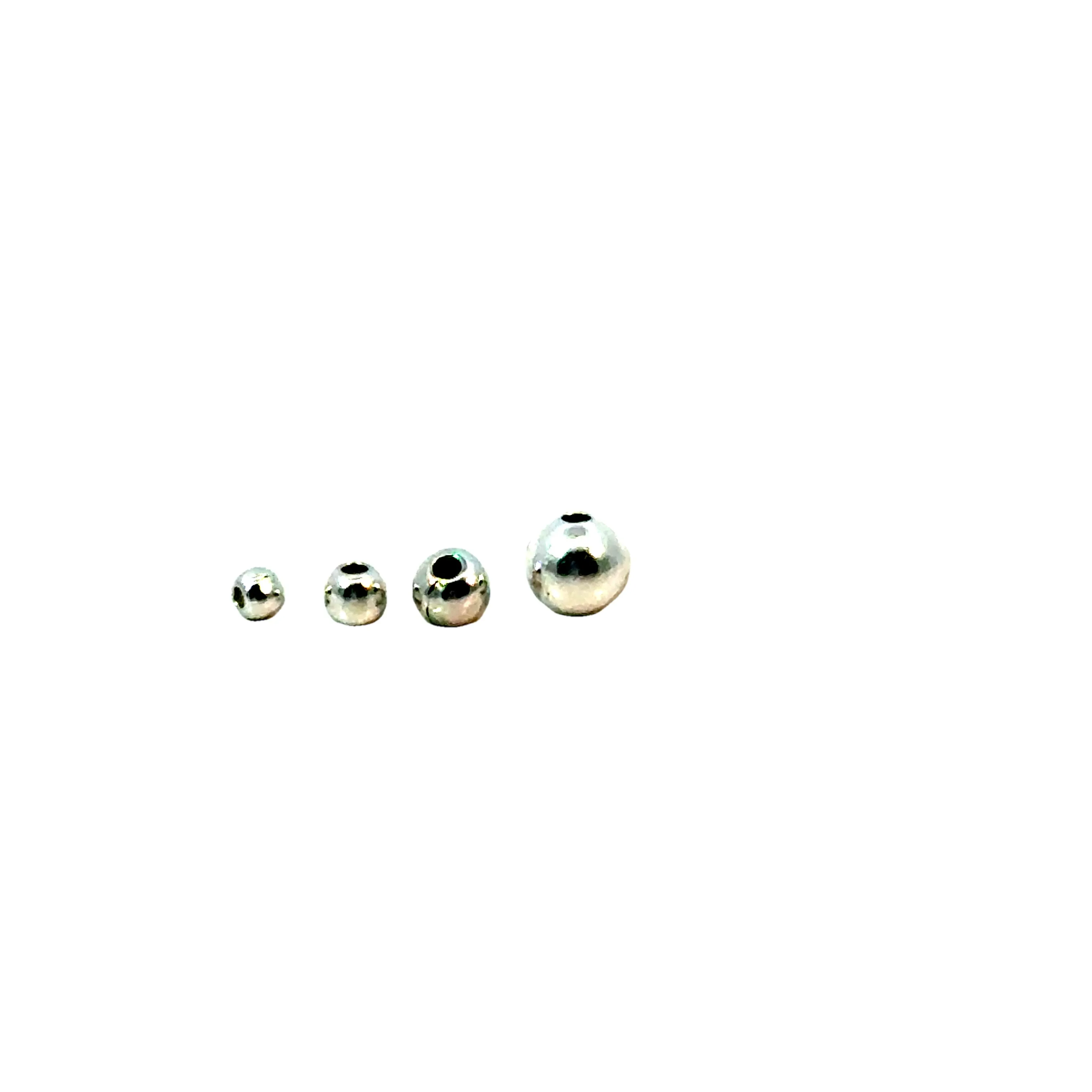 Simple Circular Round Beads, 10Pcs. to 110Pcs, Sizes: 2mm, 2.5mm, 3mm, 4mm, 5mm, 6mm, Sterling Silver Hole Size - 0.8 - 1.5mm.