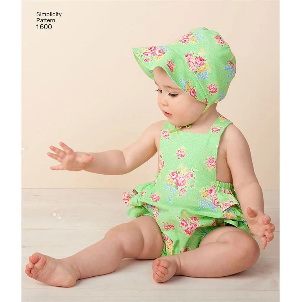 Simplicity Pattern 1600 Babies' Vintage Romper Set