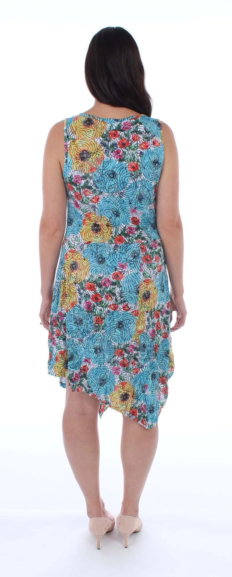 Sleeveless Floral Crinkle Dress