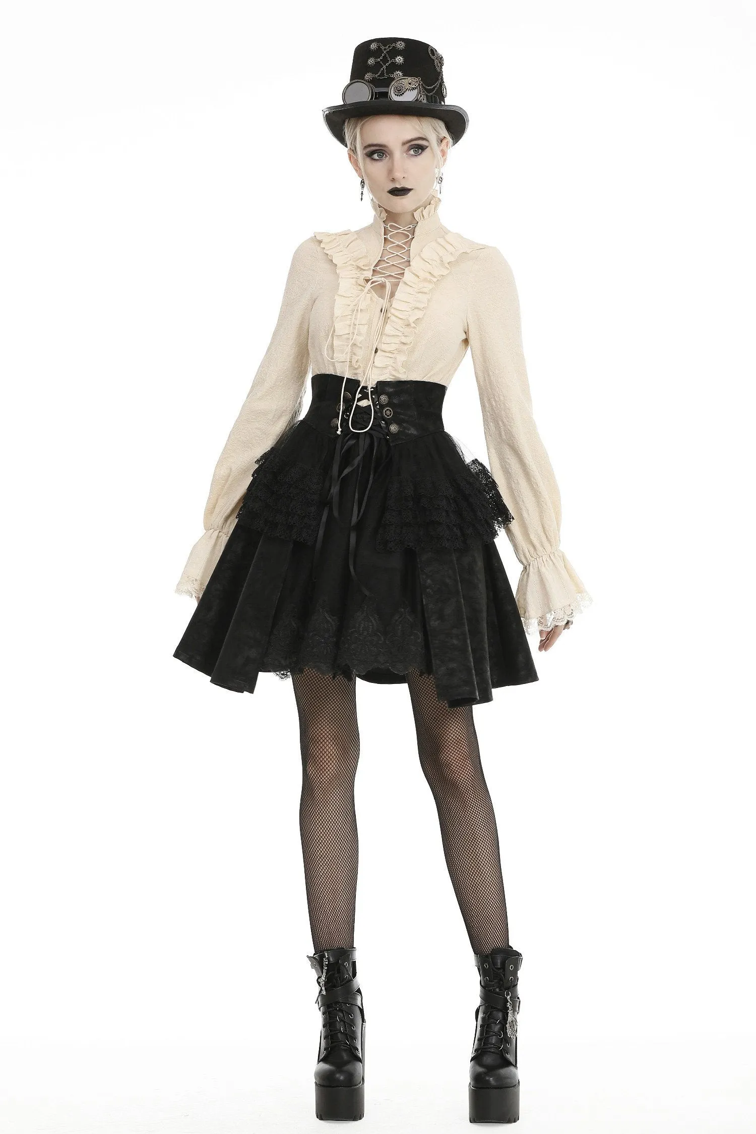 Steampunk layered short skirt KW186
