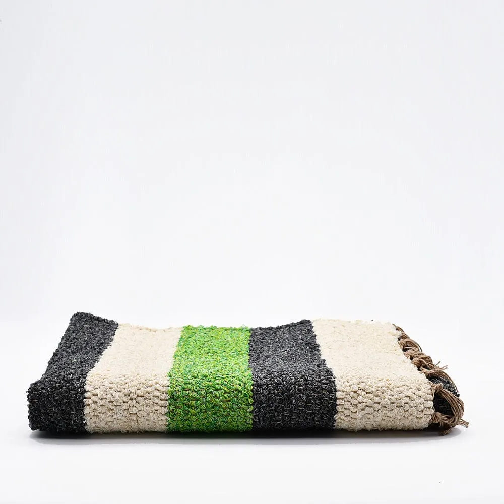 Tapis Artisanal rayé - Vert. gris. beige