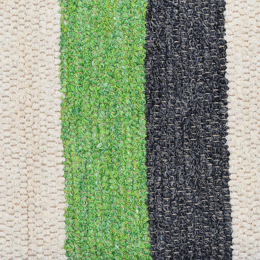 Tapis Artisanal rayé - Vert. gris. beige