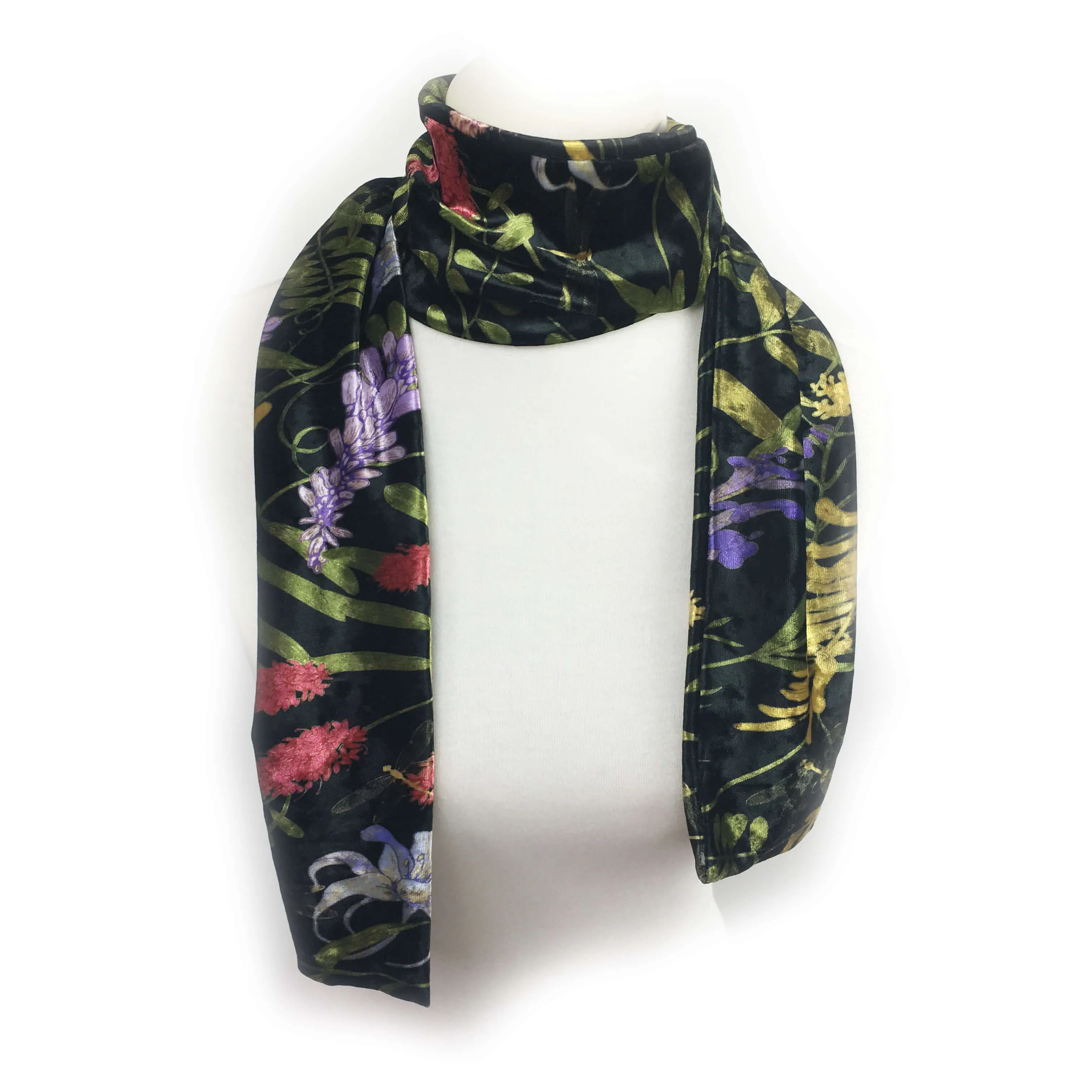 Wildflower Garden Scarf on Black - All season velour